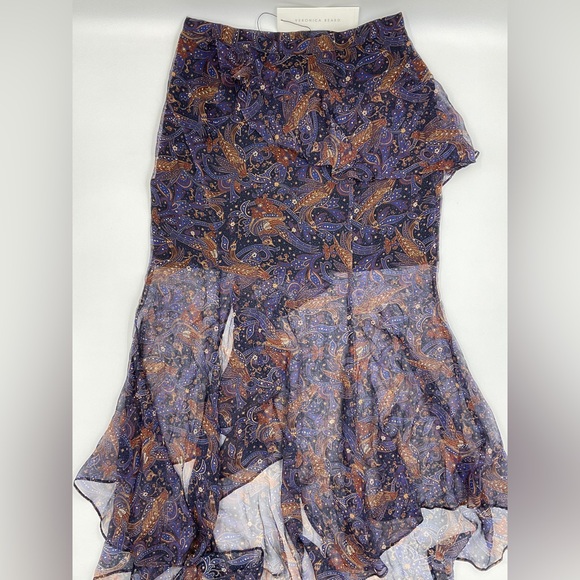 Veronica Beard NWT Trixie Silk Handkerchief Chiffon Ruffle Asymmetric Midi 4 - Picture 8 of 16